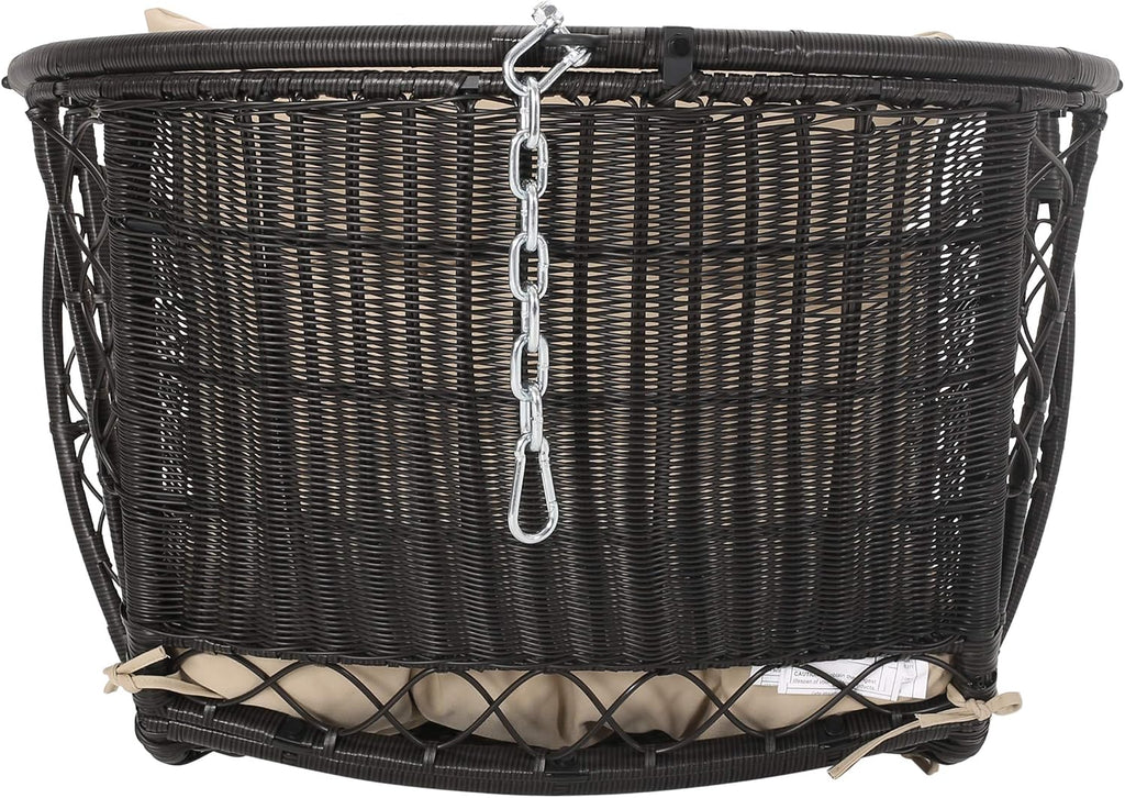 Christopher Knight Home Sidney Outdoor/Indoor Wicker Hanging Chair with 8 Foot Chain (NO Stand), Brown and Tan