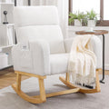 Rocking Chair Nursery - Glider Modern Accent Chairs Upholstered Teddy Fabric Nursing Rocker Padded Armchair for Indoor Living Room Bedroom White