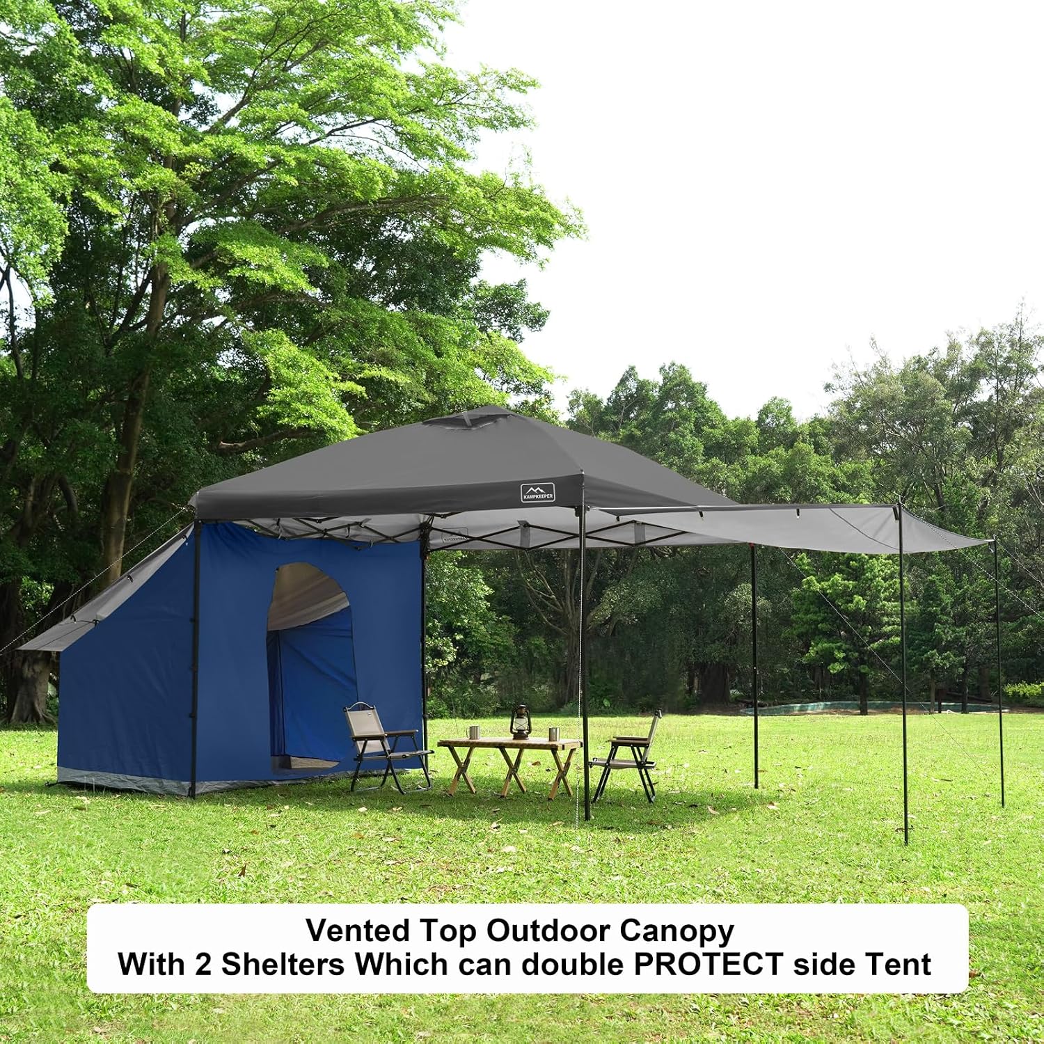 KAMPKEEPER 10x10 Easy Pop Up Canopy Tent with Sidewalls, Instant Outdoor Shade Shelter with Removable 10FT Sun Walls, Quick Setup Waterproof and UV-Resistant for Patio (Black, 10x10FT with 2 sidewall)