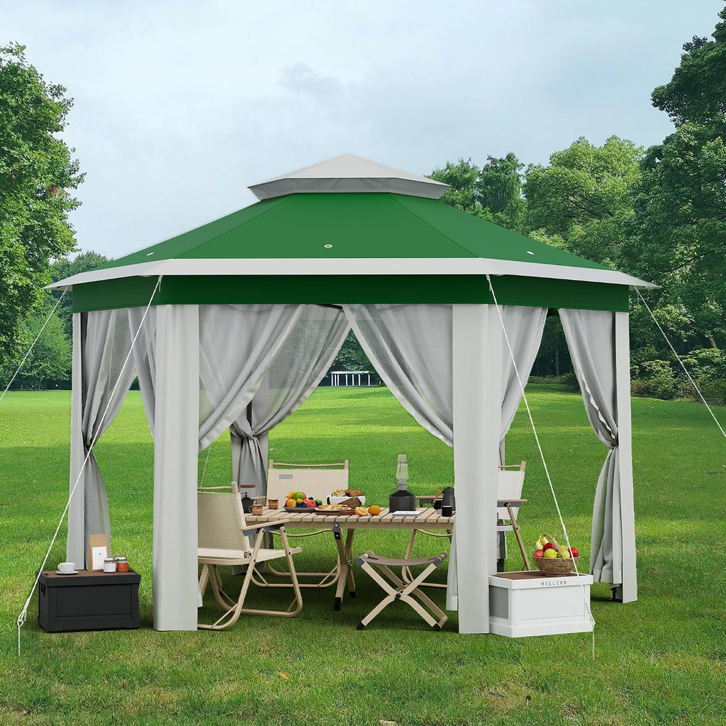 Pop-Up Instant Gazebo 13X13FT - Height Adjustable Outdoor Shelter with Mosquito Netting | Strong Steel Frame, UV Protection | Portable Carry Bag Included for Backyard Parties, Garden Gatherings