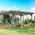 Outsunny 12' x 16' Outdoor Pergola, Wood Gazebo Grape Trellis with Stable Structure for Climbing Plant Support, Garden, Patio, Backyard, Deck, Gray