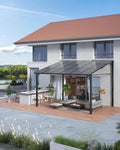GarveeLife 10 ft x 12 ft Lean to Gazebo, Hardtop Wall Pergola with Polycarbonate Roof, Aluminum Frame Mounted Gazebo for Lawn Patio Deck Yard and Party