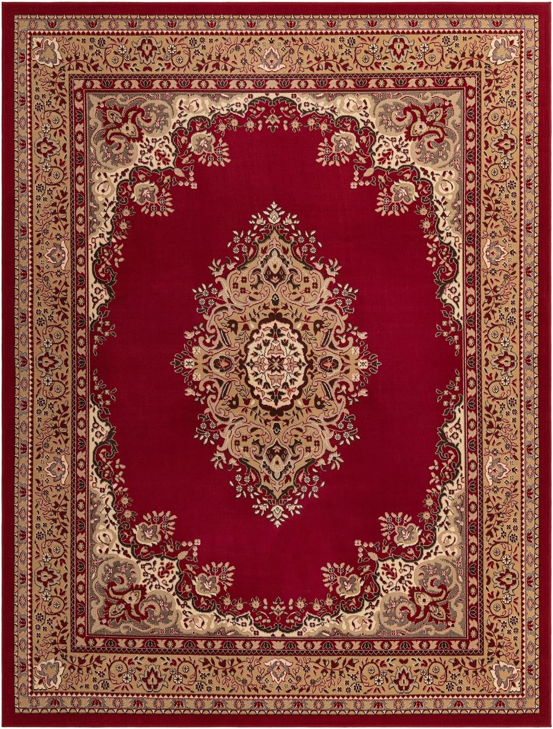 Unique Loom Reza Collection Traditional Persian Style Area Rug, 9 x 12 ft, Burgundy/Ivory