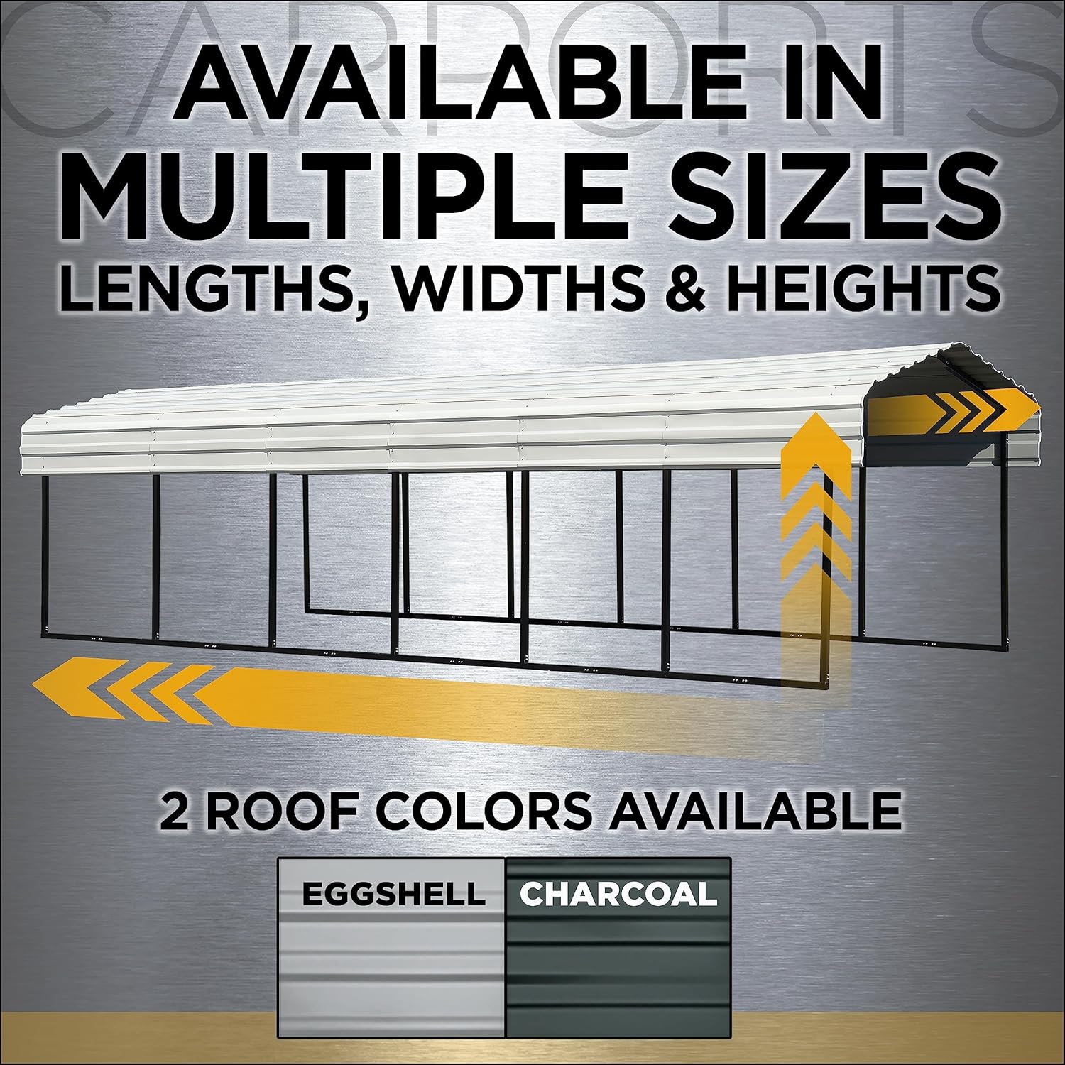 Arrow Carports Full-Size Galvanized Steel Carport Kit, Wind and Snow Rated, Corrosion-Resistant Powder-Coated Metal Frame for Vehicles, Boats, Equipment, and Storage, 12' x 20' x 7', Gunmetal