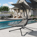 Hanging Chaise Lounge Swing Chair, Hanging Curved Chaise Lounge Chair Umbrella, Curved Steel Hammock Lounger Chairs for Outdoor Indoor Patio Pool Garden Backyard Porch