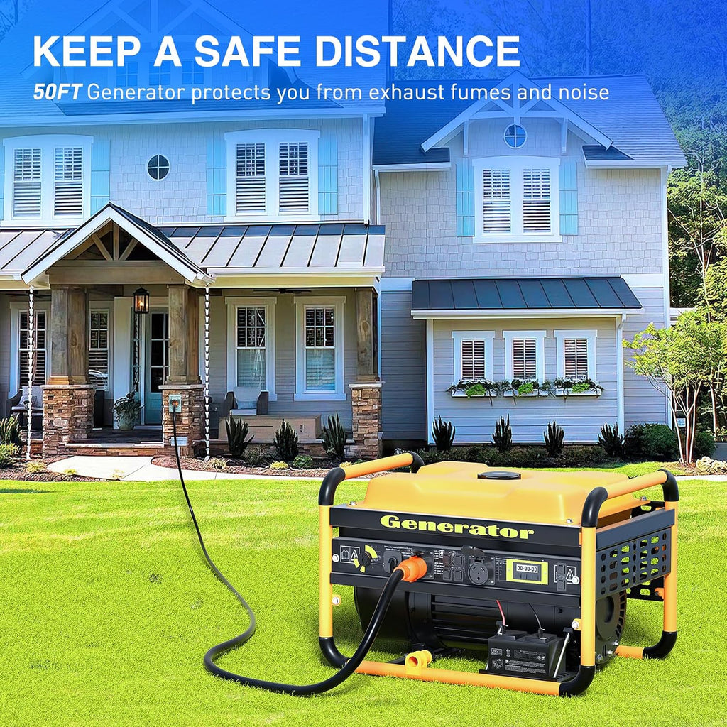 Nilight 30A 50FT Generator Extension Cord Power Inlet Box with Locking Connector 125/250V 7500W 10 Gauge STW ETL Listed 4 Prong L14-30P L14-30R Cable for RV Outdoor Use