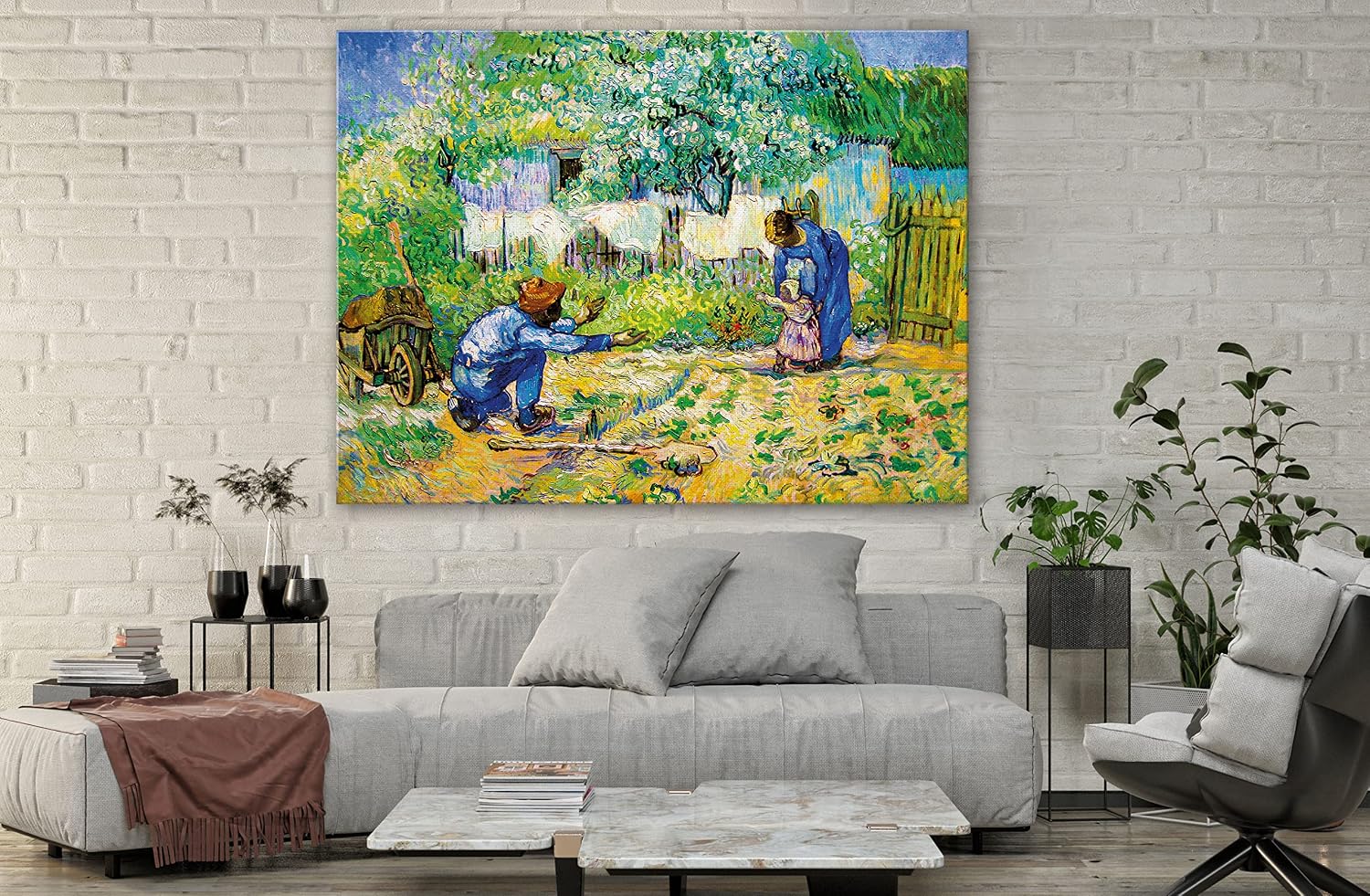 SpiritualHands Wheat Field with Cypresses Vincent Van Gogh Canvas Wall Art, The Starry Night Van Gogh Posters Self Portrait, Large Framed Wall Art Paintings for Wall Decorations for Bedroom (Vincent van Gogh First Steps, 24' x 36' - Ready to Hang)