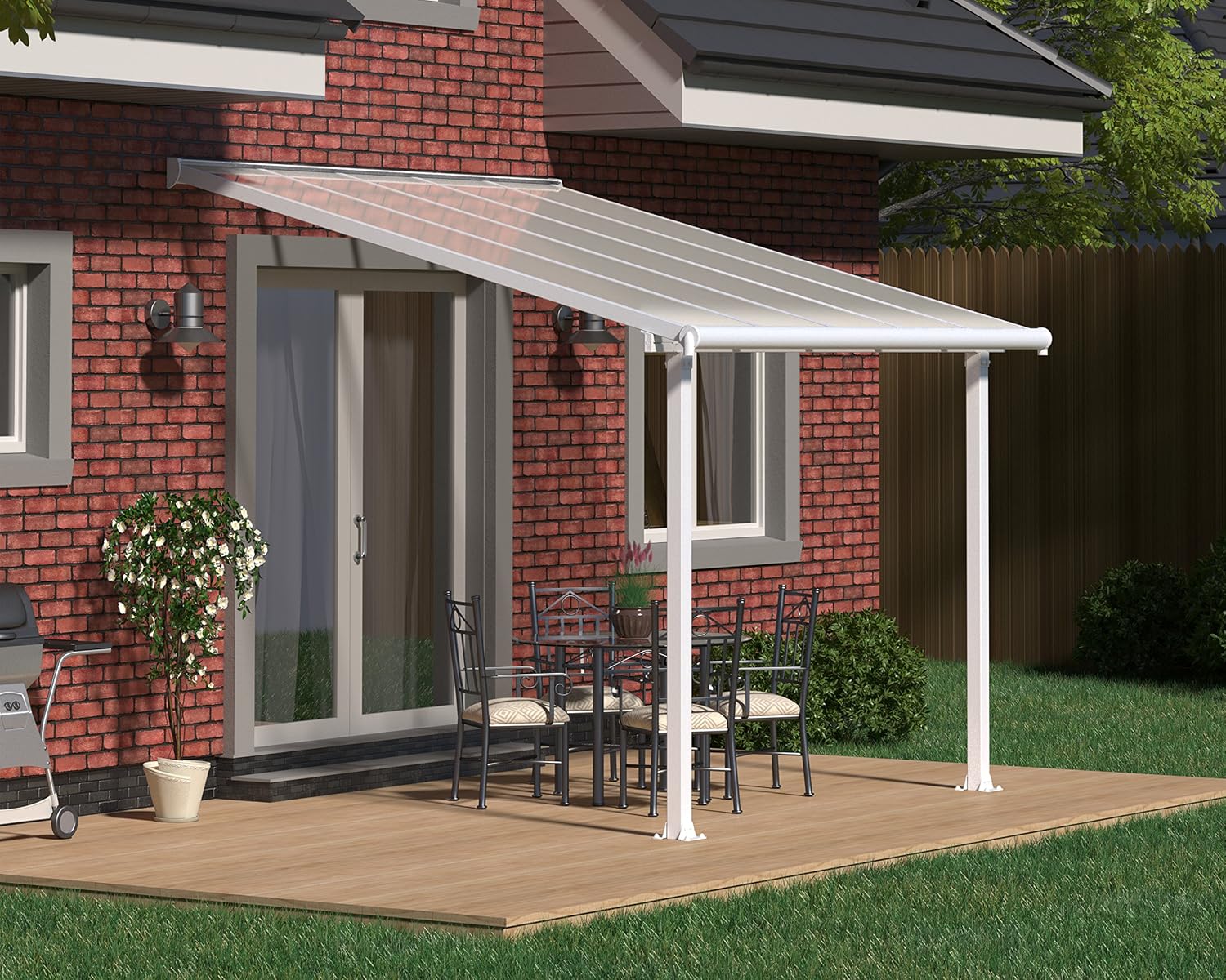 Palram - Canopia Olympia Patio Cover 10' x 10' White/White Outdoor Canopy Awning, Waterproof, Shade, Outside Shelter For Backyard, Gutters, with 100% UV Protection