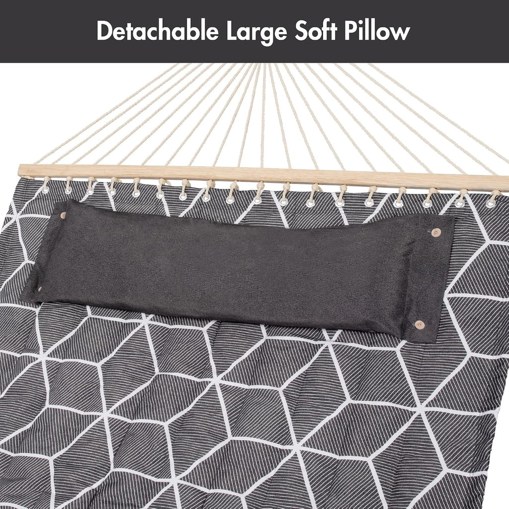 ANOW Double Hammock with Stand Included, 2 Person Hammock with Stand for Outside, 450 LBS Weight Capacity, Gray Cube
