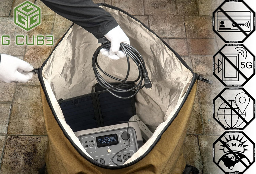 Xtreme Sight Line ~ G CUBƎ 450 + G SØLAR 180 Faraday Bag for Large Generators and Solar Panels ~ Protects Against EMP/CME/EMF/RF ~ Diamond Form Farday Lined Interior ~ Backwoods Camo