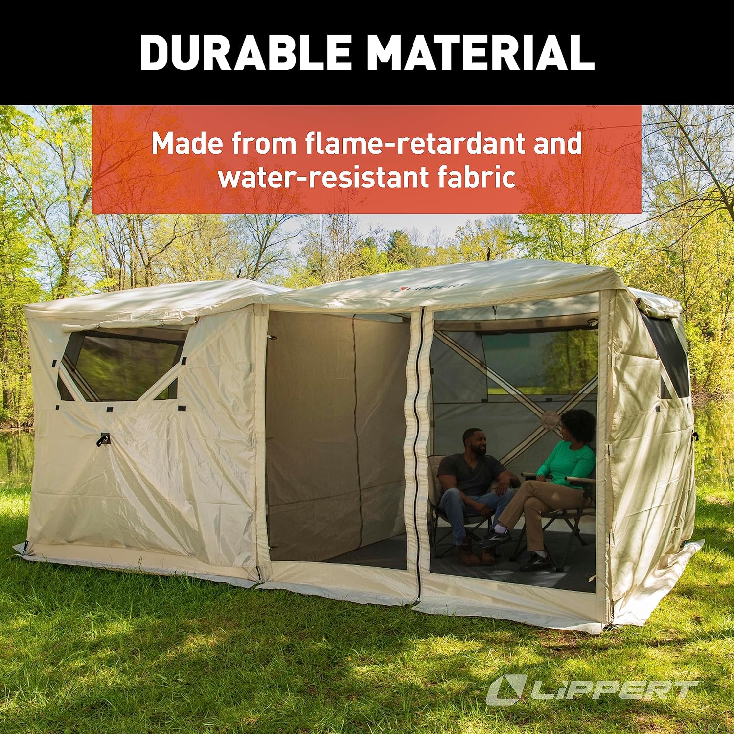 Lippert Picnic & Camping Popup Gazebo Tent Wind Panels, Side Walls for Privacy, Sand Color Water-Resistant 5-Pack, Convenient Carrying Bag - 2022114837