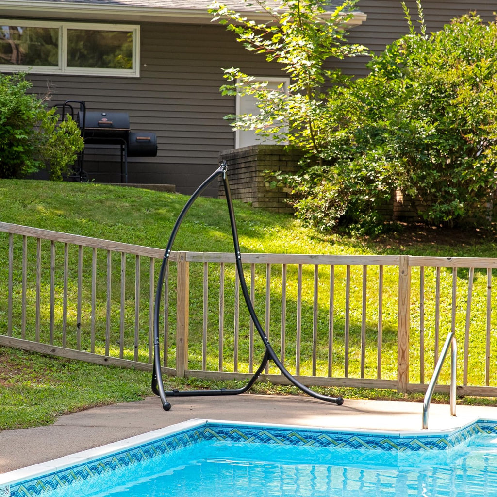 Sunnydaze Outdoor Hammock Chair Stand - Steel Hanging Chair Stand with Curved Legs - Black - 84' H