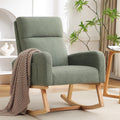 HCHAIRH Rocking Chair Nursery, Boucle Teddy Nursing Rocking Chairs, Upholstered Nursery Glider Rocker for Mom Nursery Morden Accent Rocking Chair with Side Pocket for Living Room,Bedroom, Green