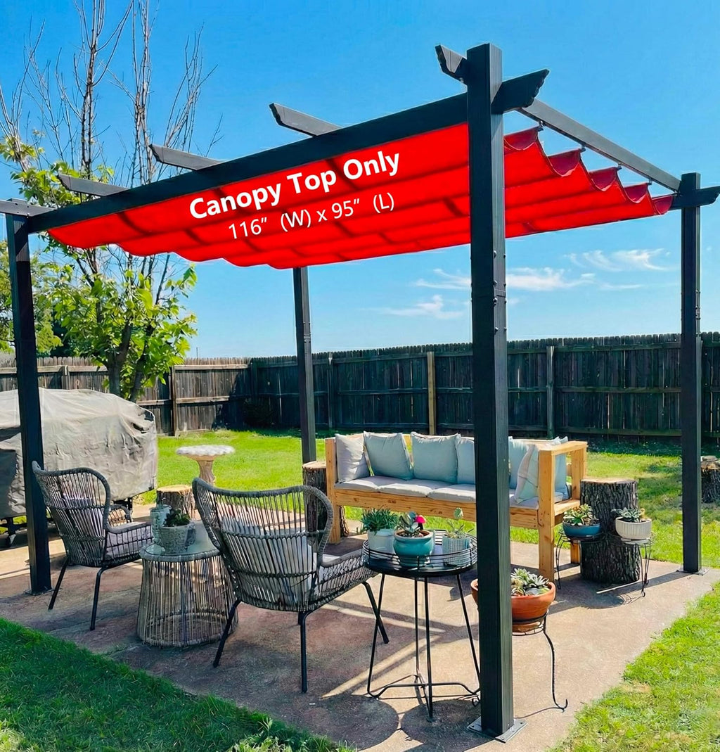 Pergola Shade Cover Replacement Canopy Top Compatible with 10 X 10 ft 6-Bar Pergola Frames - Red (Canopy Size 116' W x 95' L, Canopy Top Only)