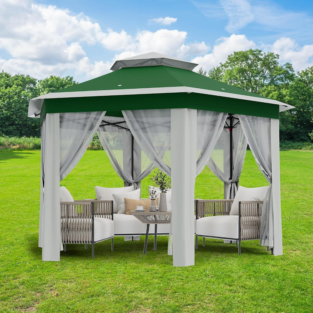 Pop-Up Instant Gazebo 13X13FT - Height Adjustable Outdoor Shelter with Mosquito Netting | Strong Steel Frame, UV Protection | Portable Carry Bag Included for Backyard Parties, Garden Gatherings