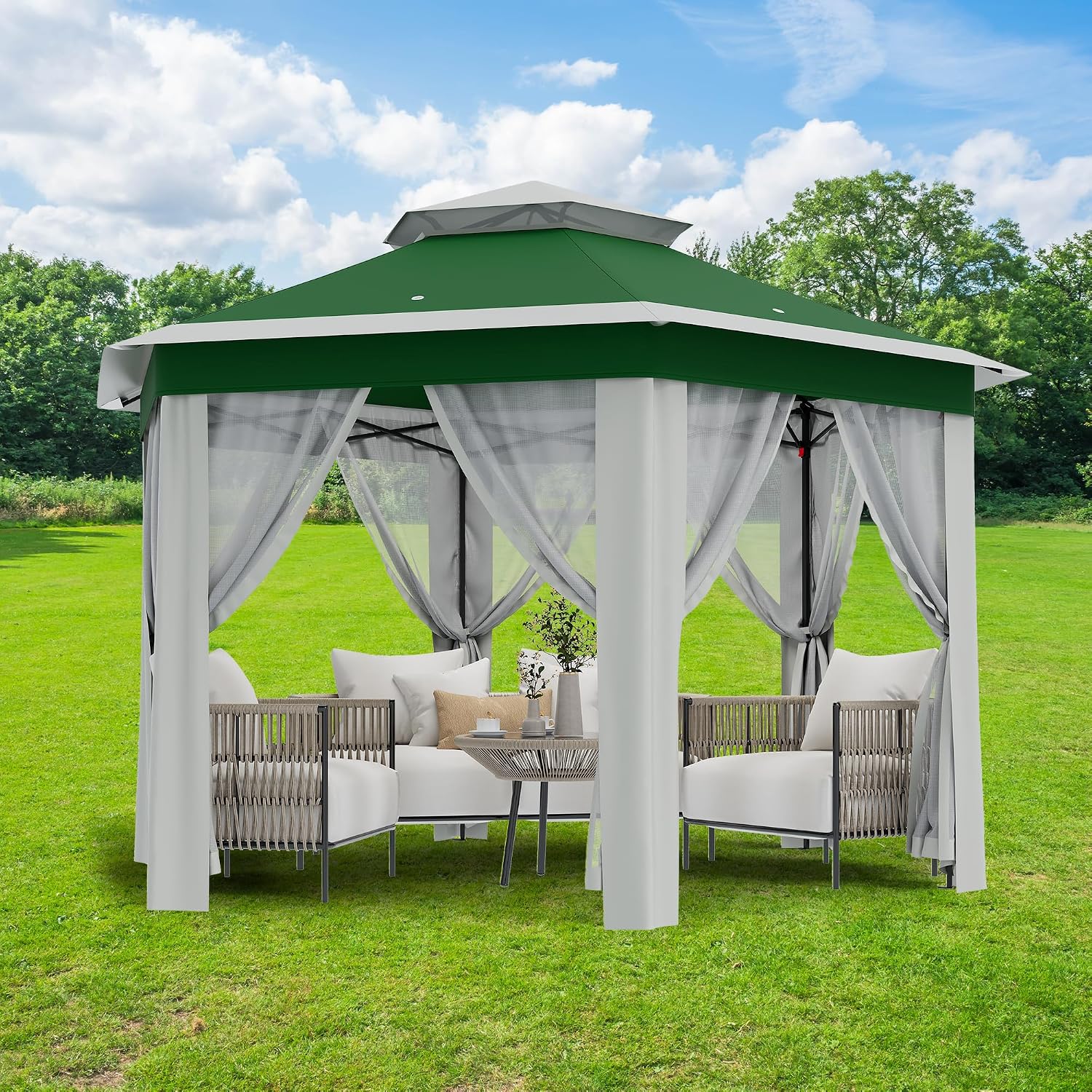 Pop-Up Instant Gazebo 13X13FT - Height Adjustable Outdoor Shelter with Mosquito Netting | Strong Steel Frame, UV Protection | Portable Carry Bag Included for Backyard Parties, Garden Gatherings