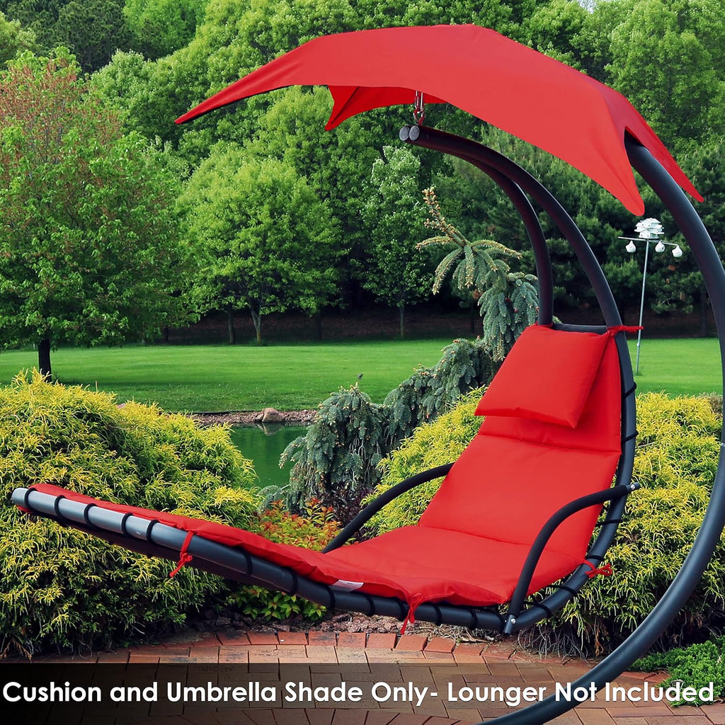 Sunnydaze Outdoor Hanging Lounge Chair Replacement Cushion and Floating Umbrella Fabric Only - Curved Swing Chair Cushion Replacement - Red