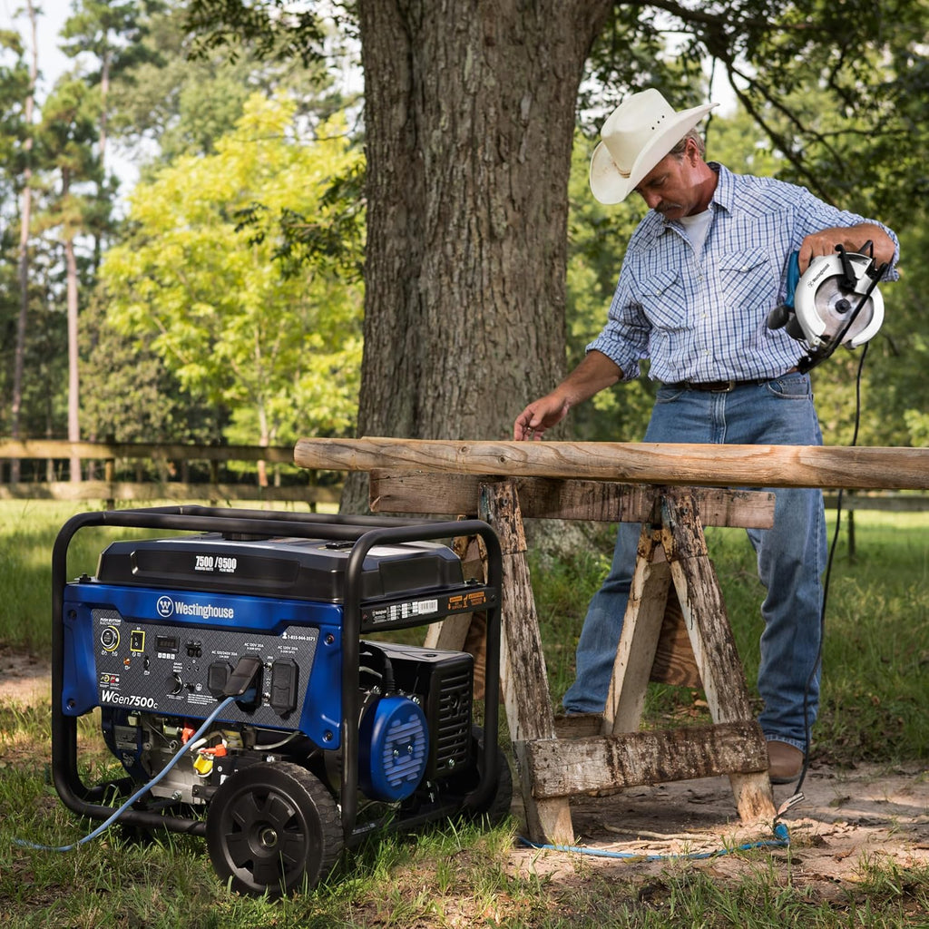 Westinghouse 9500 Peak Watt Home Backup Portable Generator, Remote Electric Start with Auto Choke, Transfer Switch Ready, Gas Powered, CO Sensor