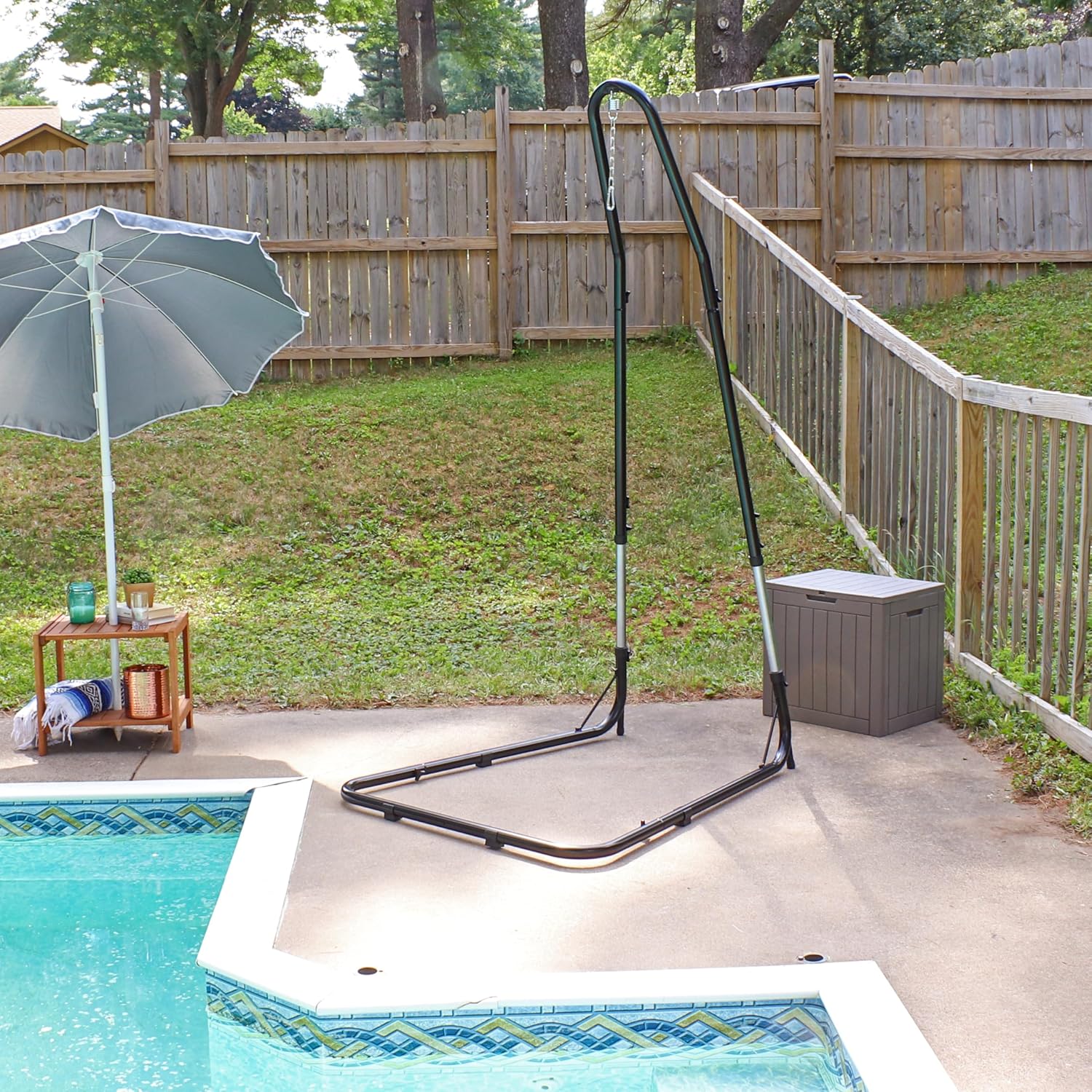 Sunnydaze Adjustable Hammock Chair Stand Only - 79-Inch to 93-Inch Tall Hanging Chair Stand - Heavy-Duty 330-Pound Weight Capacity
