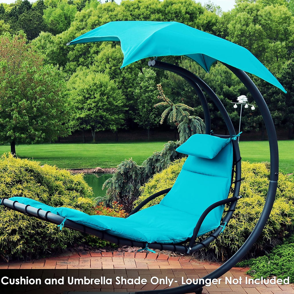 Sunnydaze Outdoor Hanging Lounge Chair Replacement Cushion and Floating Umbrella Fabric Only - Curved Swing Chair Cushion Replacement - Teal