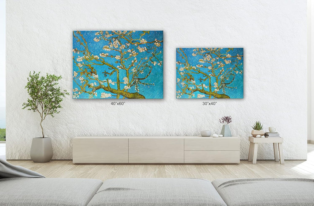 SpiritualHands Wheat Field with Cypresses Vincent Van Gogh Canvas Wall Art, The Starry Night Van Gogh Posters Self Portrait, Large Framed Wall Art Paintings for Wall Decorations for Bedroom (Vincent van Gogh Almond Blossom, 24' x 36' - Ready to Hang)