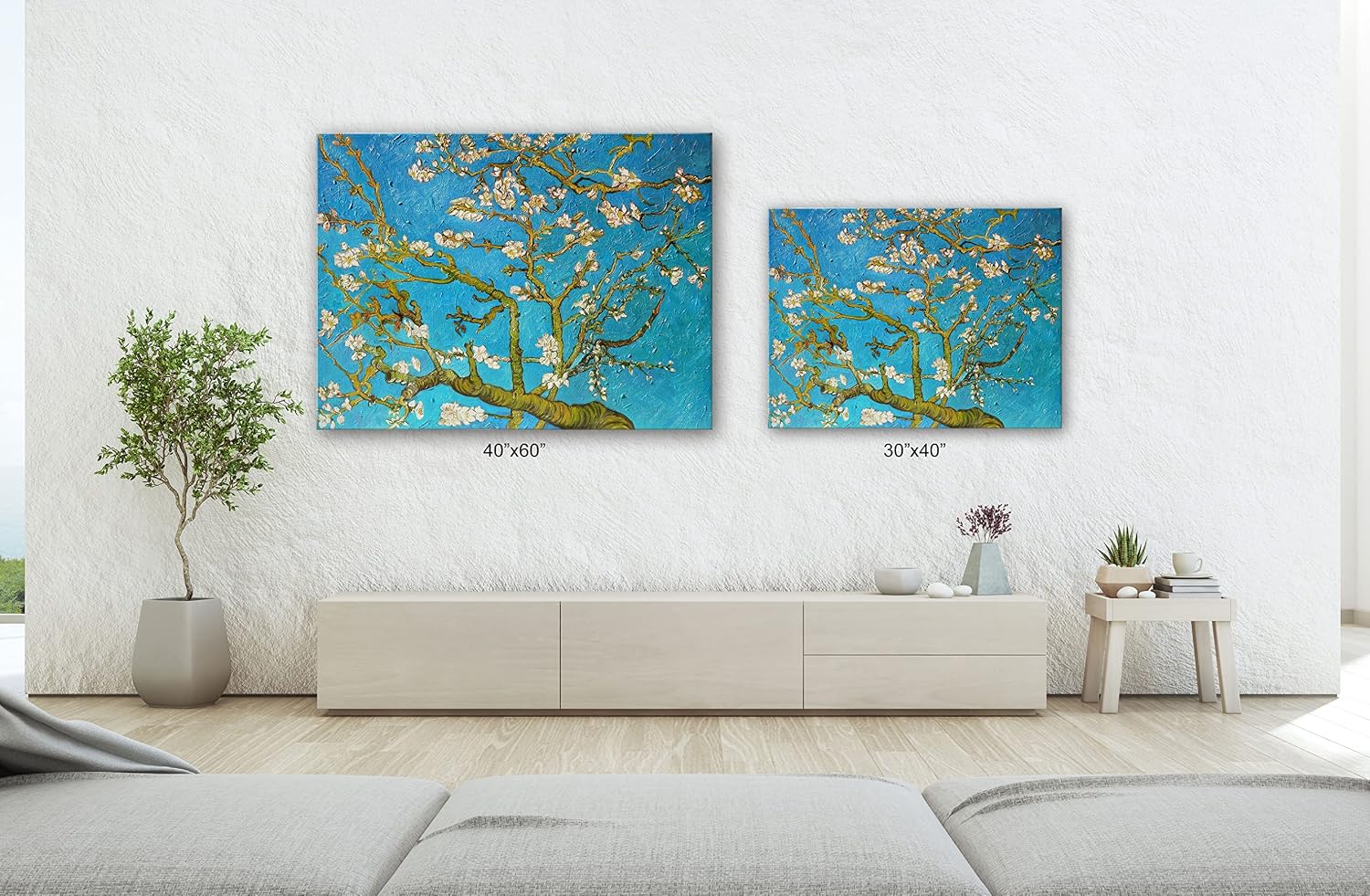 SpiritualHands Wheat Field with Cypresses Vincent Van Gogh Canvas Wall Art, The Starry Night Van Gogh Posters Self Portrait, Large Framed Wall Art Paintings for Wall Decorations for Bedroom (Vincent van Gogh Almond Blossom, 24' x 36' - Ready to Hang)