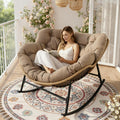 FINCATI Papasan Rocking Chair Indoor Outdooor, Oversized Wicker Recliner with Cushion and Frame, 450 lbs Heavy Duty Large Lounge Egg Chairs, Comfy Patio Rocker for Balcony Porch Garden Living Room