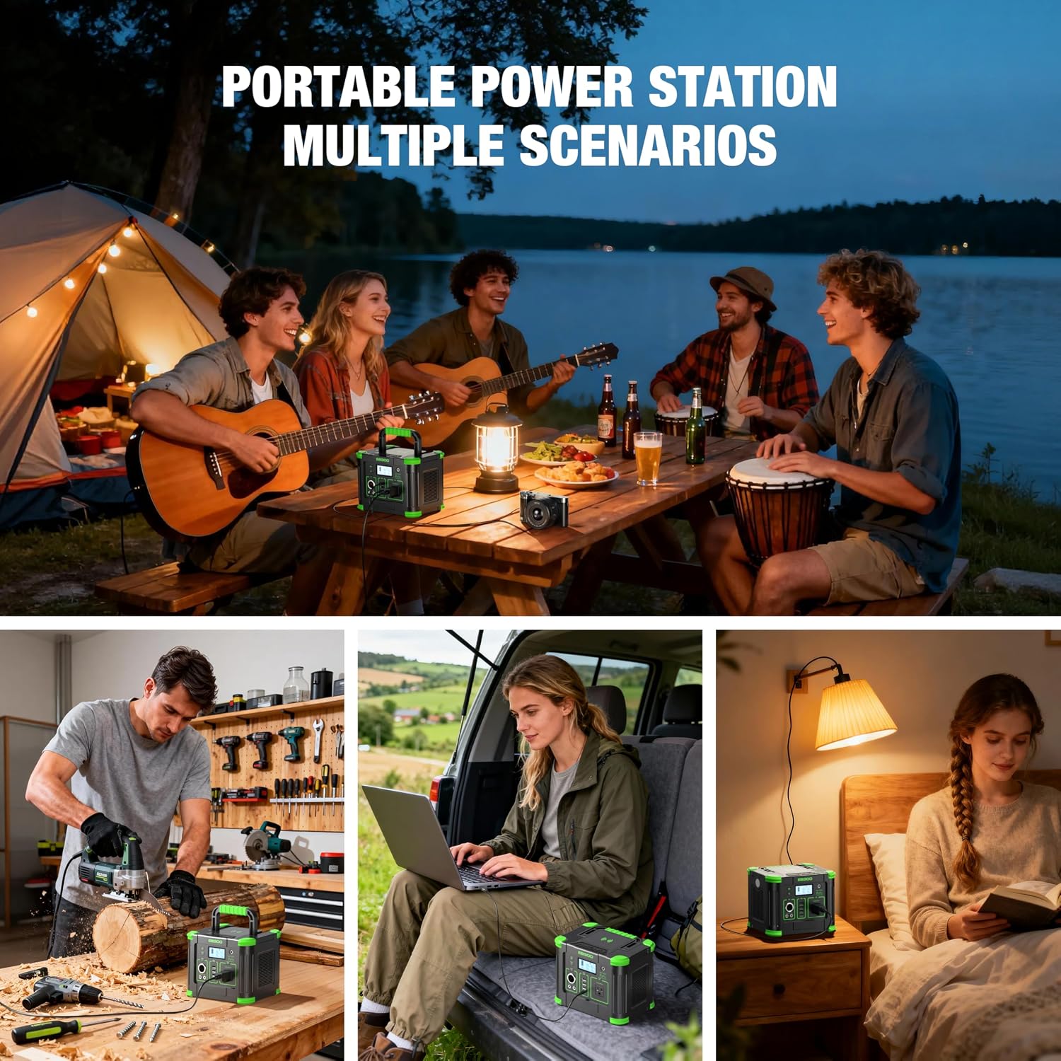 Portable Power Station 330W, 288.6Wh Solar Generator with 60W USB-C PD Output, 110V Pure Sine Wave AC Outlet, 5W Wireless Charging, 330W Backup Lithium Battery for Outdoor Camping Travel Hunting Home