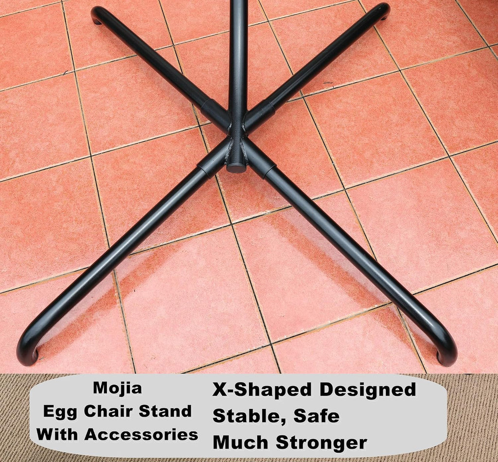 Hanging Egg Chair Stand Only, Hammock Chair C-Stand with Hanging Chain, Snap Hook, Pin Plug, Spring for Patio Macrame Hammock Swinging Chair 440lbs Capacity (Black)