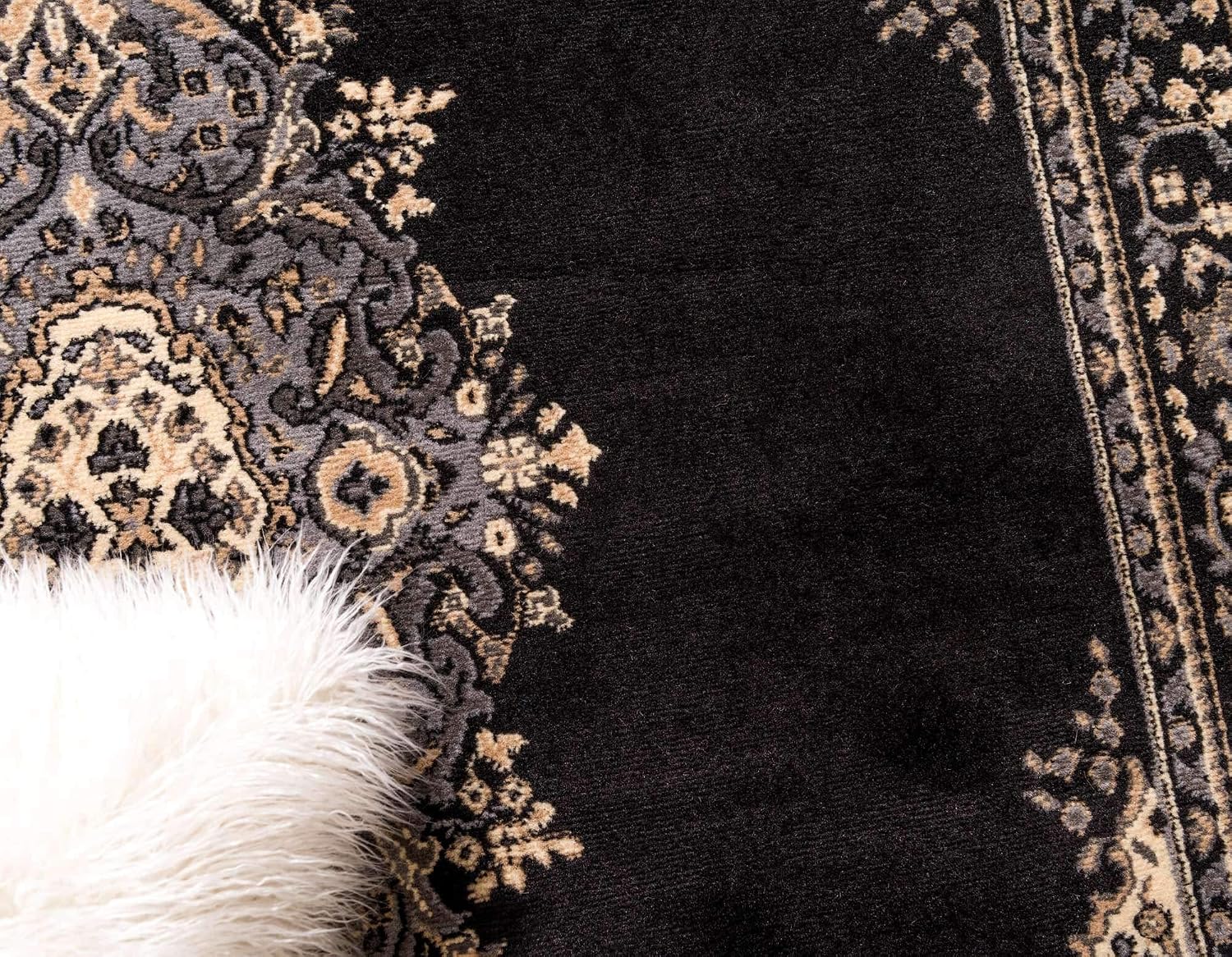 Unique Loom Reza Collection Traditional Persian Style Area Rug, 2 ft 2 in x 3 ft, Black/Beige
