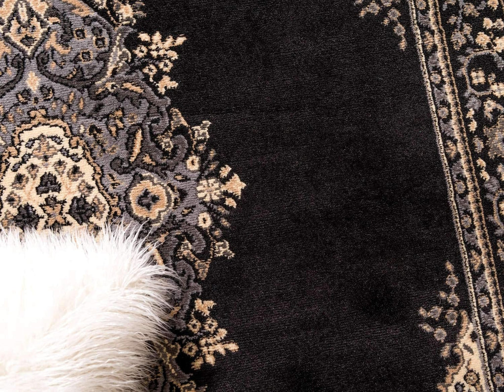Unique Loom Reza Collection Traditional Persian Style Area Rug, 2 ft 2 in x 3 ft, Black/Beige