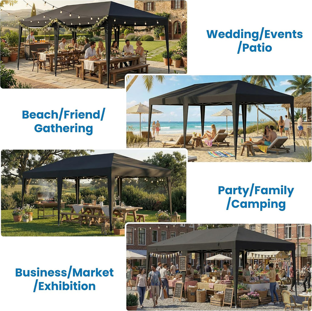 10x20 Pop Up Canopy Outdoor Party Tent with 6 Sidewalls, Outdoor Wedding Party Tent Waterproof UV50 Commercial Canopy Event Shelter Gazebo Tents for Parties, 6 pcs Weight Bag,Carry Bag