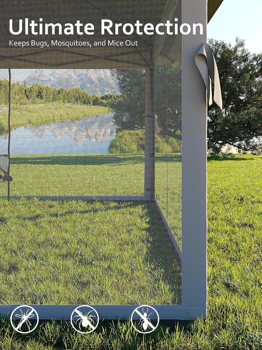 Garvee 13x13 ft Pop Up Gazebo, Canopy Tent with Mosquito Netting, Outdoor Gazebos for Backyard & Patio Furniture - Pop Up Canpy with Wheeled STO-N-Go Cover Bag (Dark Grgy+Light Grey)