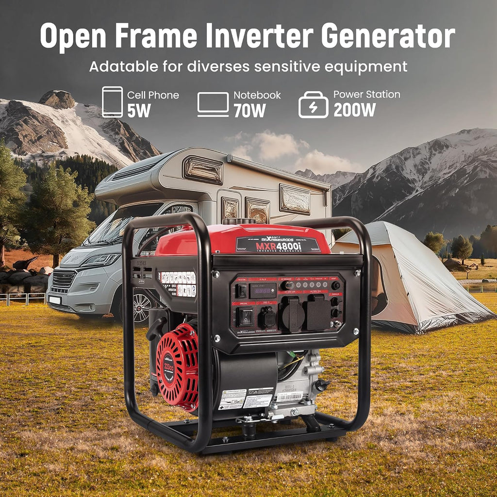 maXpeedingrods 4800 Watt Gasoline Inverter Generator, Gas Powered Open Frame Generator with ECO Mode for Outdoor Camping, Home Backup