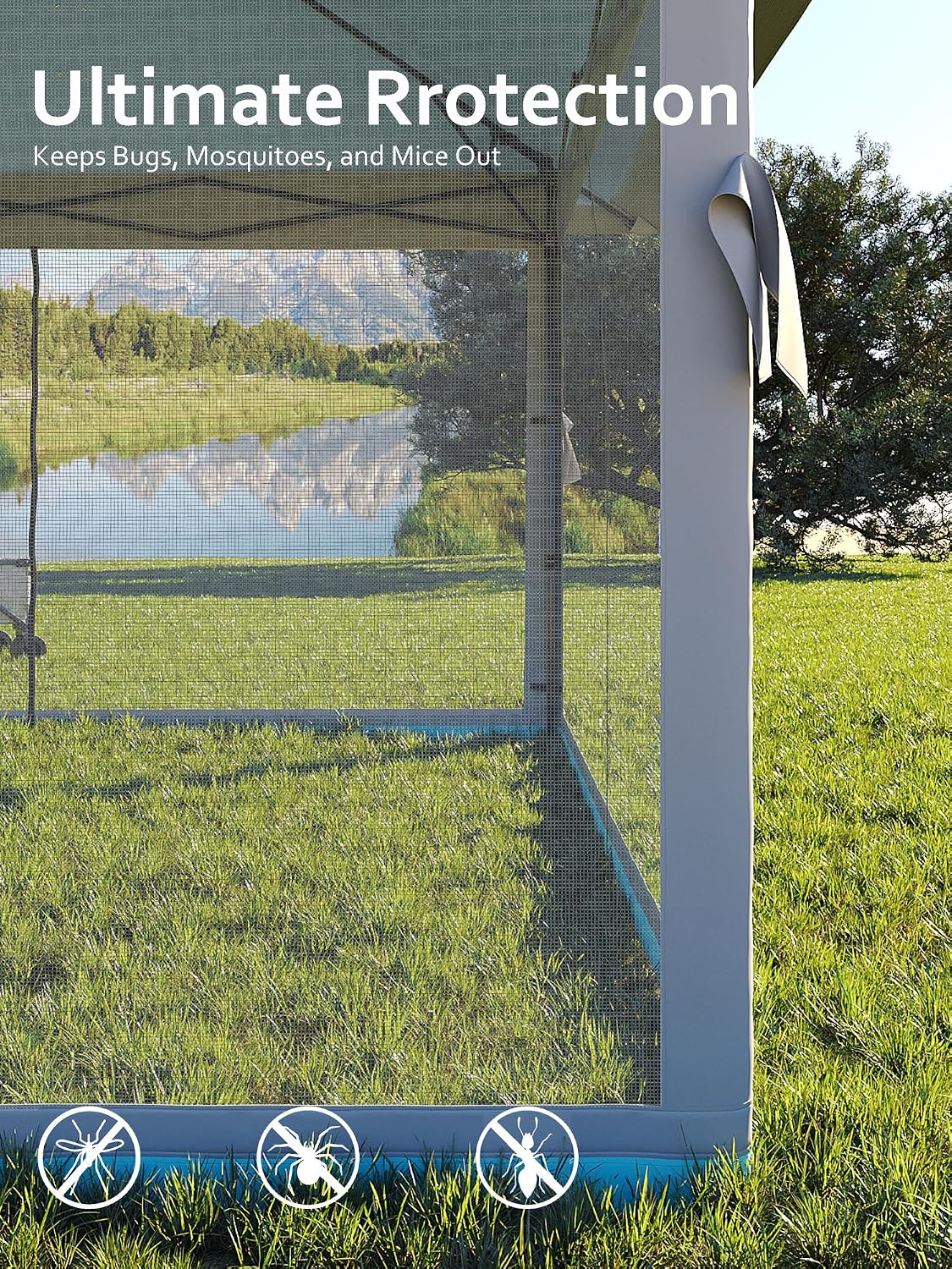 Garvee 13x13 ft Pop Up Gazebo, Canopy Tent Gazebos with Mosquito Netting, Outdoor Patio Gazebo, Backyard Tent for Party, Wedding, Outdoor Dining(Light Blue+Light Grey)