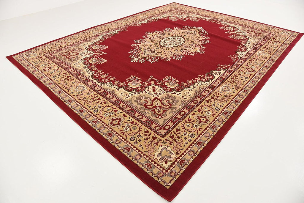 Unique Loom Reza Collection Traditional Persian Style Area Rug, 9 x 12 ft, Burgundy/Ivory