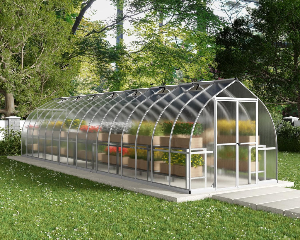 Palram - Canopia Bella Greenhouse Kit, 8x32, UV Protected, Wind & Weather Resistant, Polycarbonate Panels with Twin Glazing, Maintenance Free Outdoor Garden Walk-in Green Structure, 5 Year Warranty