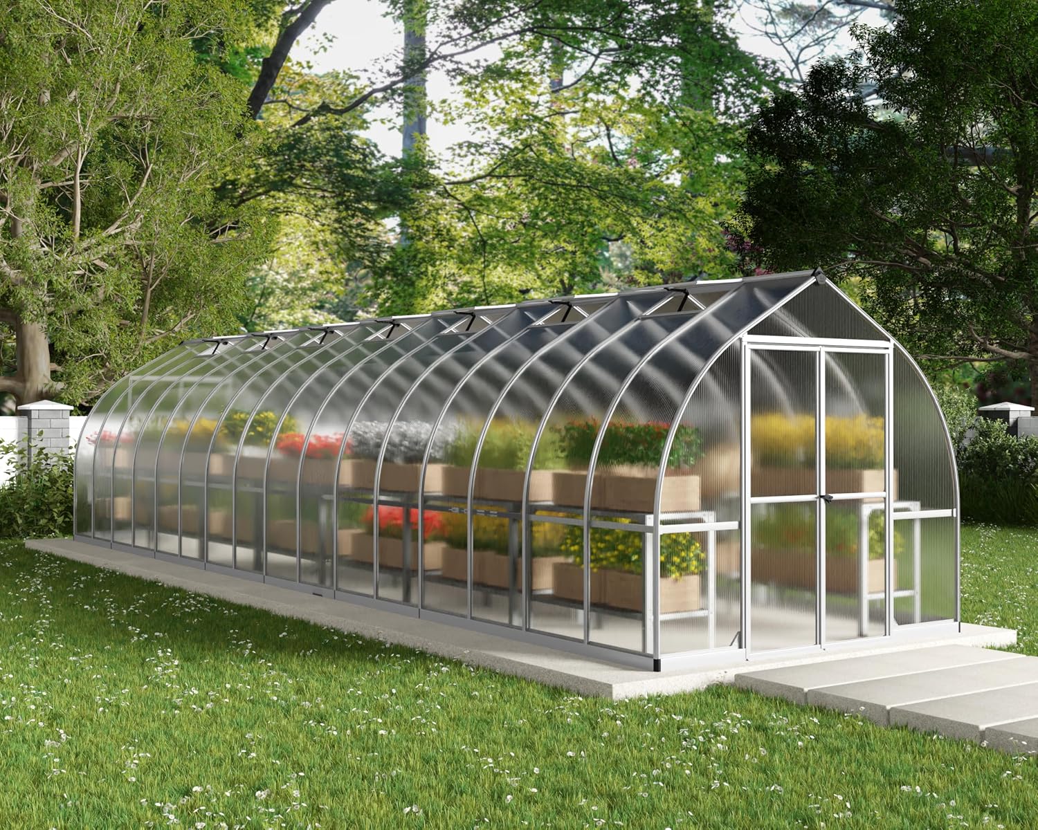 Palram - Canopia Bella Greenhouse Kit, 8x32, UV Protected, Wind & Weather Resistant, Polycarbonate Panels with Twin Glazing, Maintenance Free Outdoor Garden Walk-in Green Structure, 5 Year Warranty