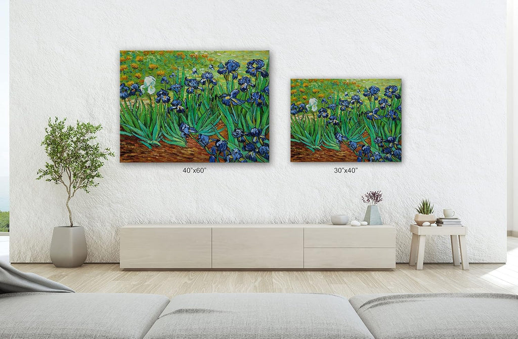 SpiritualHands Wheat Field with Cypresses Vincent Van Gogh Canvas Wall Art, The Starry Night Van Gogh Posters Self Portrait, Large Framed Wall Art Paintings for Wall Decorations for Bedroom (Vincent van Gogh Irises, 40' x 60' - Ready to Hang)