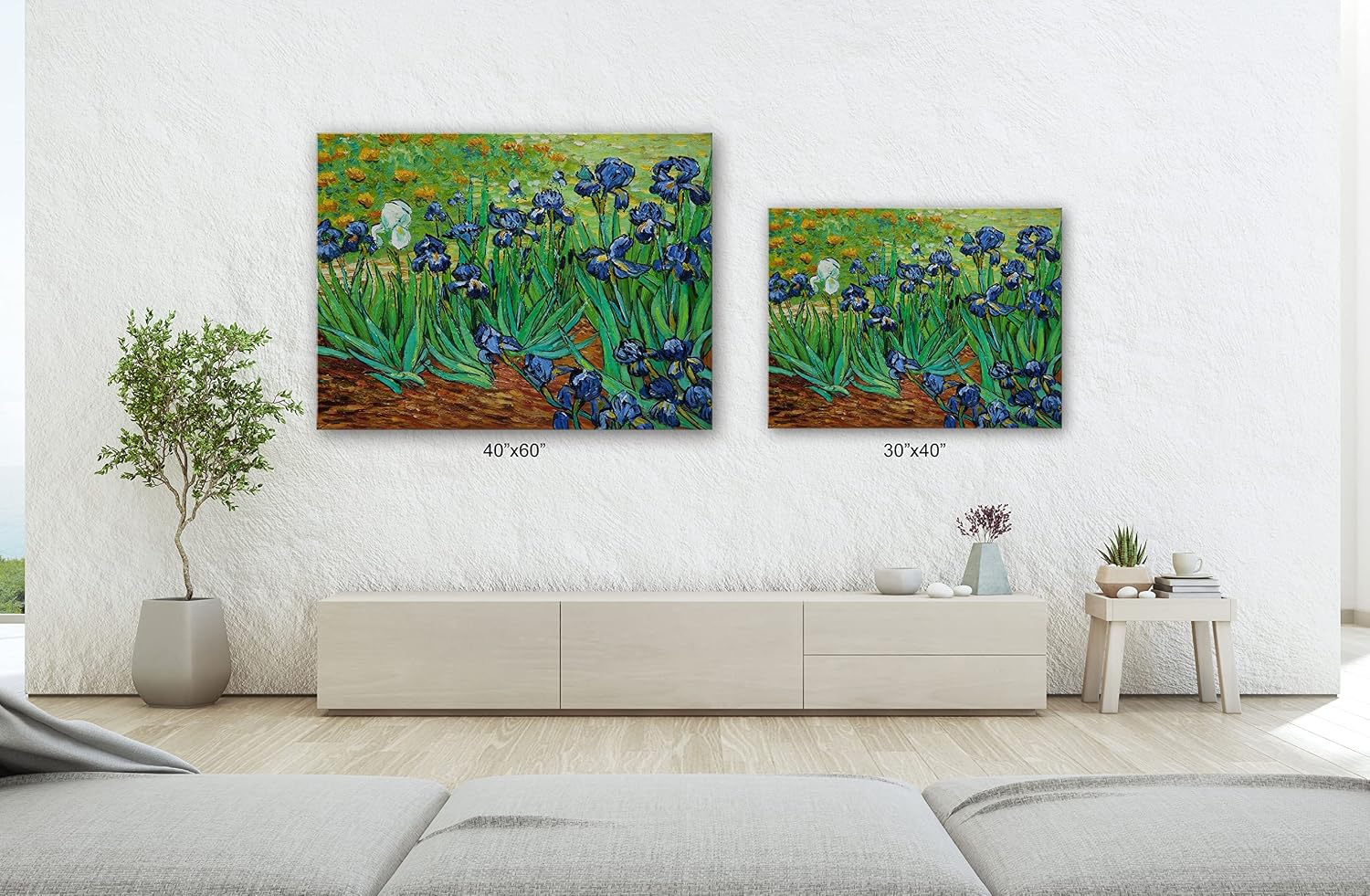 SpiritualHands Wheat Field with Cypresses Vincent Van Gogh Canvas Wall Art, The Starry Night Van Gogh Posters Self Portrait, Large Framed Wall Art Paintings for Wall Decorations for Bedroom (Vincent van Gogh Irises, 40' x 60' - Ready to Hang)