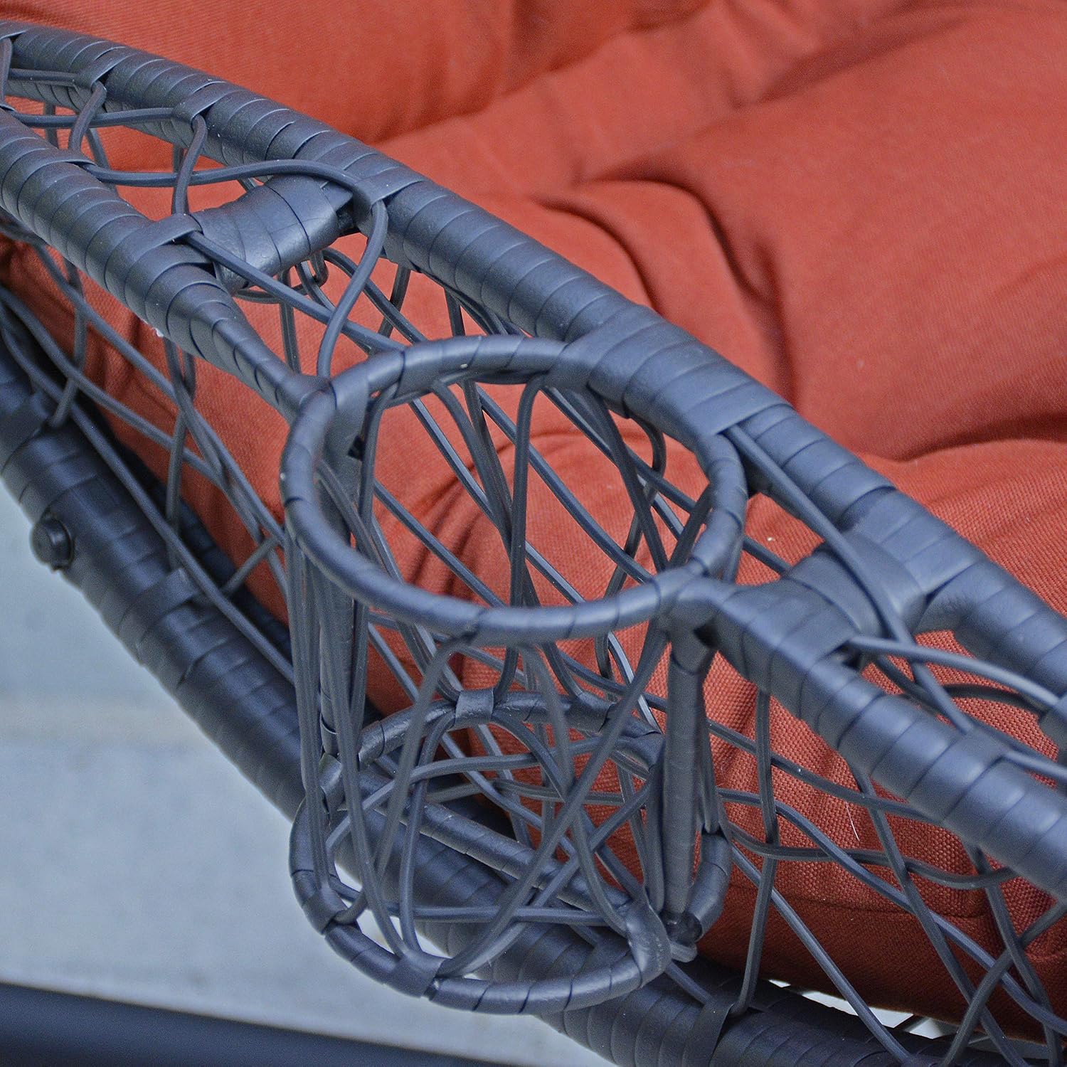Cushioned Rattan Wicker Hanging Chair with Stand