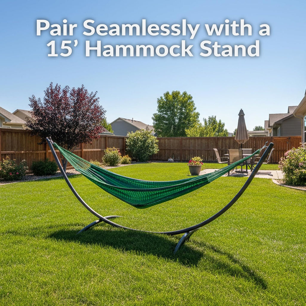 Sunnydaze Handwoven XXL Thick Cord Mayan Double Hammock for Outside - 625-Pound Capacity Heavy-Duty Outdoor Hammock - Meadow