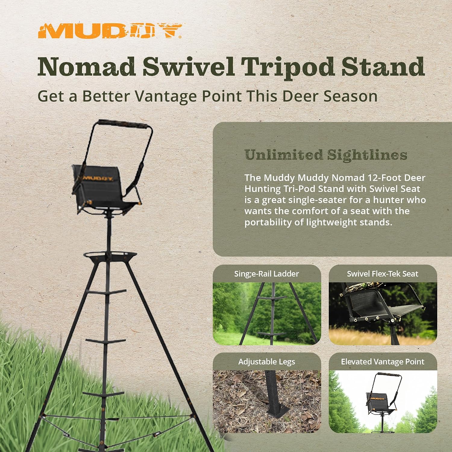 MUDDYMuddy Portable Hot Seat, Camouflage, 15 x 4