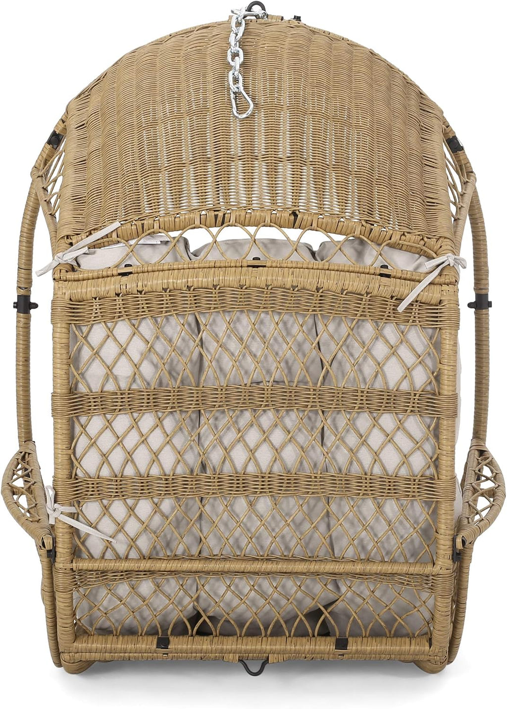 Christopher Knight Home Sidney Outdoor/Indoor Wicker Hanging Chair with 8 Foot Chain (NO Stand), Light Brown and Beige