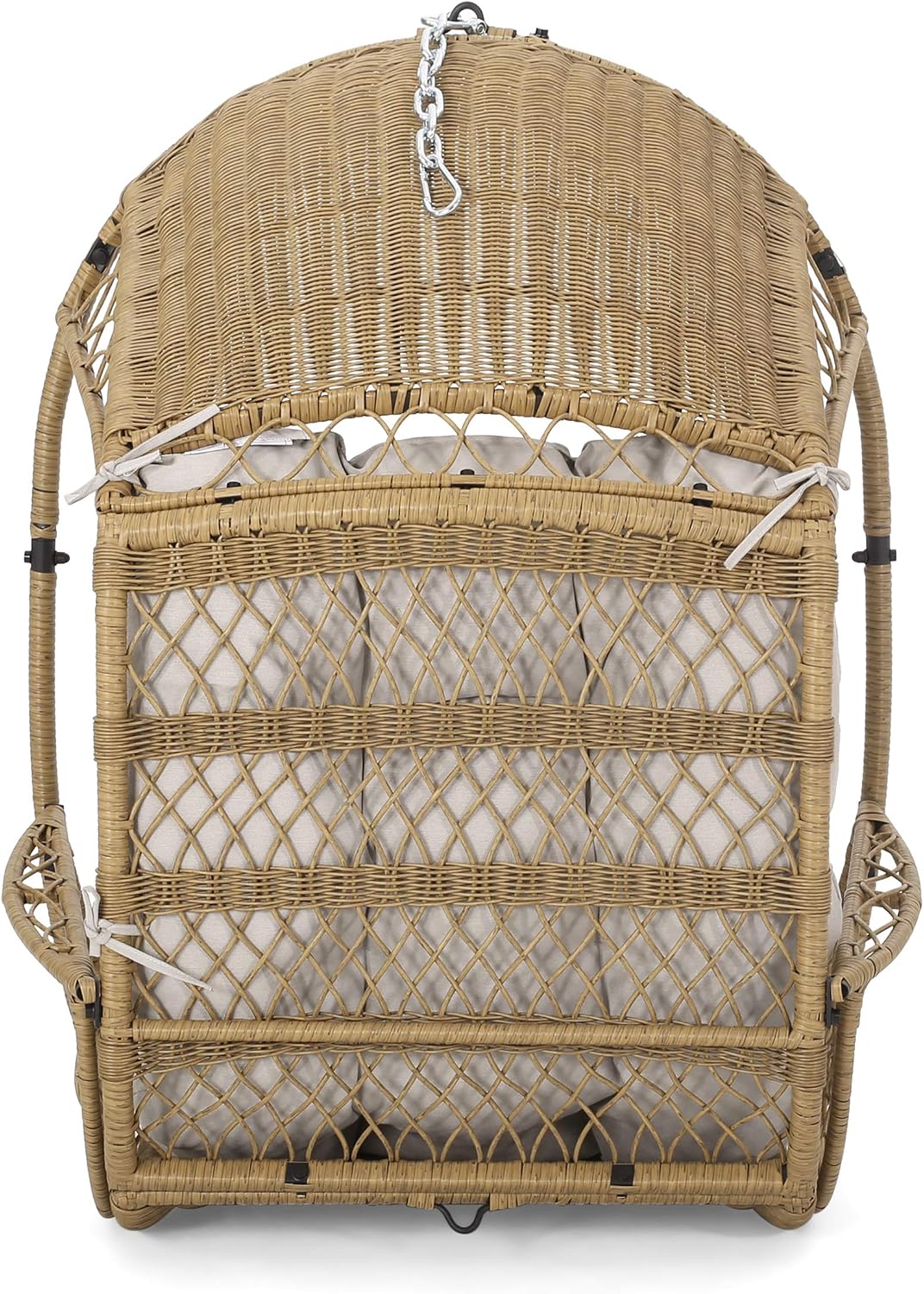 Christopher Knight Home Sidney Outdoor/Indoor Wicker Hanging Chair with 8 Foot Chain (NO Stand), Light Brown and Beige