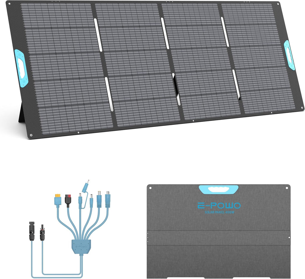400W Portable Solar Panel for Power Station, 23.5% High Efficiency ETFE Foldable Solar Panels Charger, Fast Installation with Kickstands, IP67 Waterproof for RV, Outdoor Camping, Off Grid Blackouts