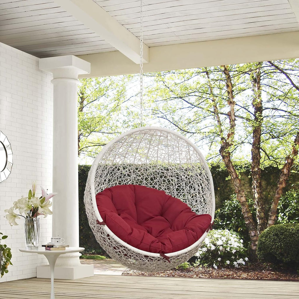 Modway Hide Outdoor Patio Swing Chair Without Stand, White Red