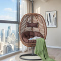 Egg Swing Chair with Stand Outdoor Indoor, Hanging Egg Chair with Cushions and Pillow,300lbs Capacity for Porch, Patio, Bedroom, Balcony, Brown