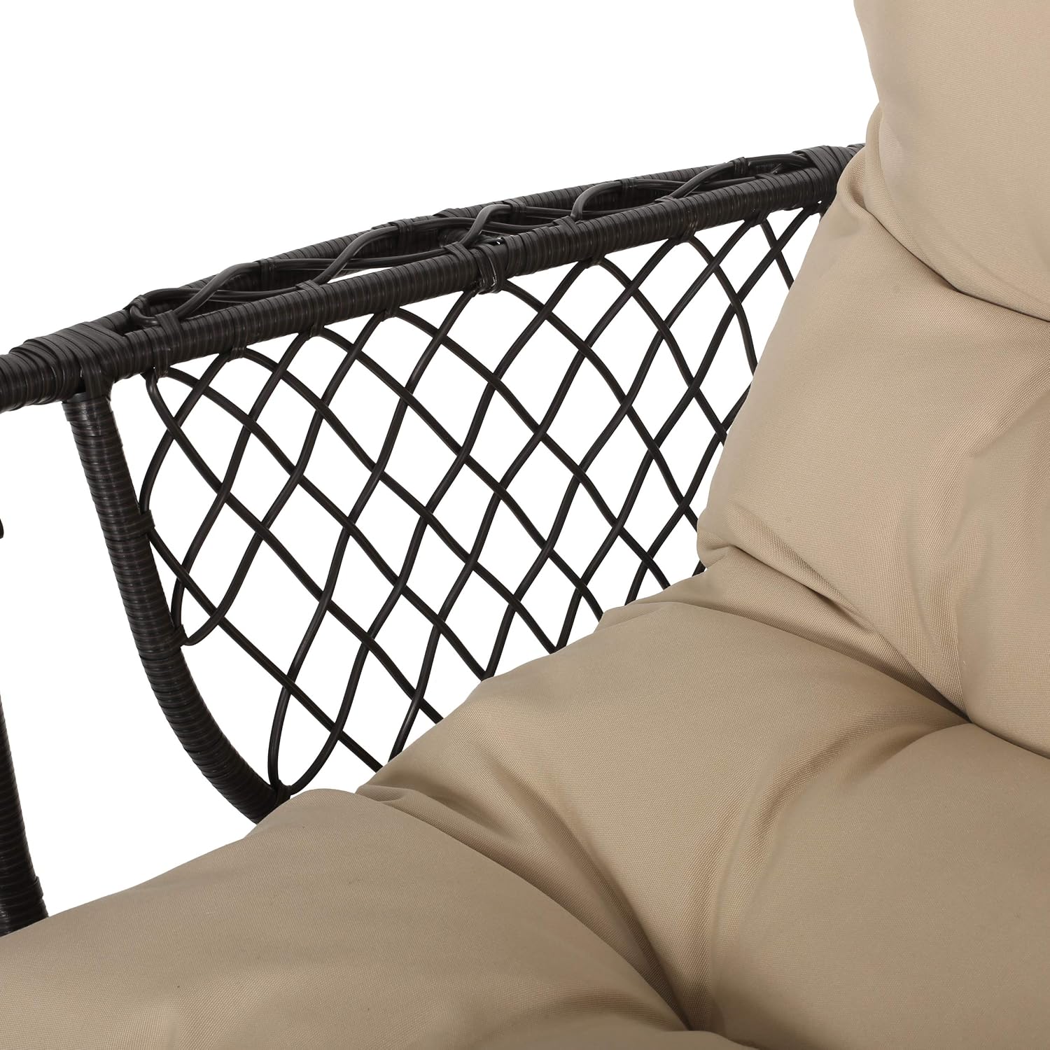 Christopher Knight Home Becky Wicker Hanging Chair with Cushion (Stand Not Included), Brown, Tan