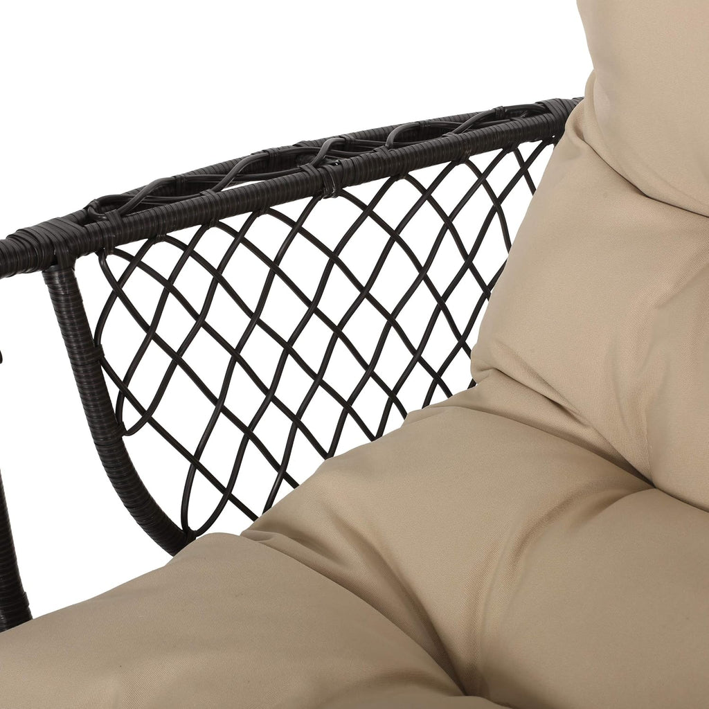 Christopher Knight Home Sidney Outdoor/Indoor Wicker Hanging Chair with 8 Foot Chain (NO Stand), Brown and Tan